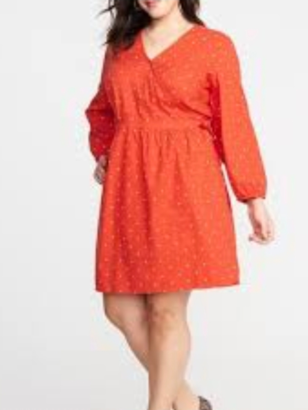🦄Old Navy Orange/white Floral Wrap Dress